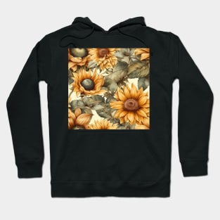 Watercolor Seamless Sunflower Pattern Hoodie